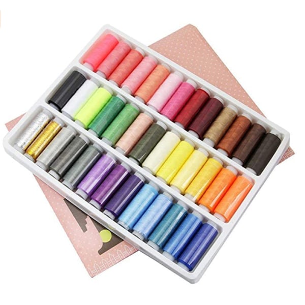 Sytrådskit 39 färger regnbåge polyester sytråd låda kit set I