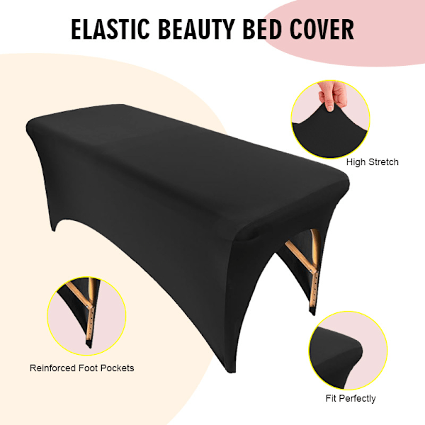 Svart stretch duk i elastan for bord 183 x 74 x 76 cm