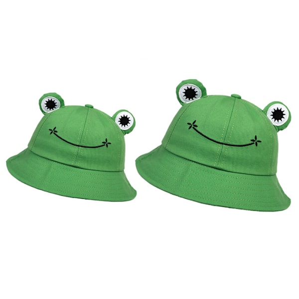 Hatter for foreldre og barn, Cartoon Frog Bucket Hat, Unisex sommer solhatt for