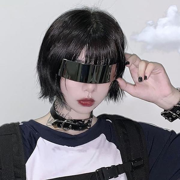 2 st Futuristiska Glasögon Silver Solglasögon Roliga Alien Cyclops Solglasögon Futuristiska Solglasögon Passar för Halloween, Cosplay Kostymtillbehör Gl