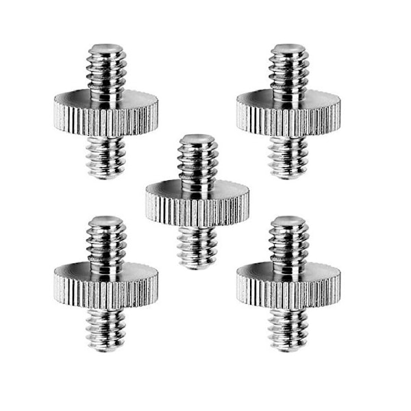 Kameraskruvadapter [5 stycken], Standard 1/4\" hane till 1/4\" hane gängad adapter, Kamerastativ skruvadapter omvandlare för kamera/monopod/stativ/C