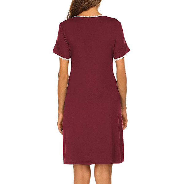 Kvinne Solid Kort Ermet Amming Gravid Maternity Pleie Kjole，WI