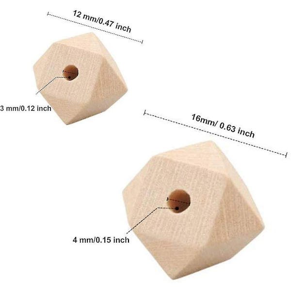 DIY-hantverk Geometriska träpärlor - 100 st 12 mm/16 mm Träpärlor på snöre