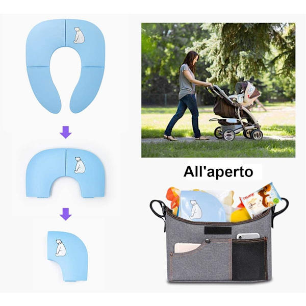 Foldbar Potte med Bærepose, Baby Pottetræningstoilet Sæde, Bærbar Rejsetoilet Sæde B (Blå)