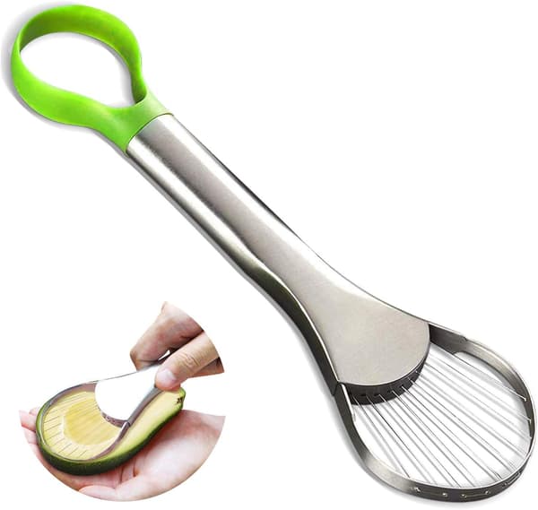 Avocado Slicer Cutter i rustfrit stål med skridsikkert silikonehåndtag