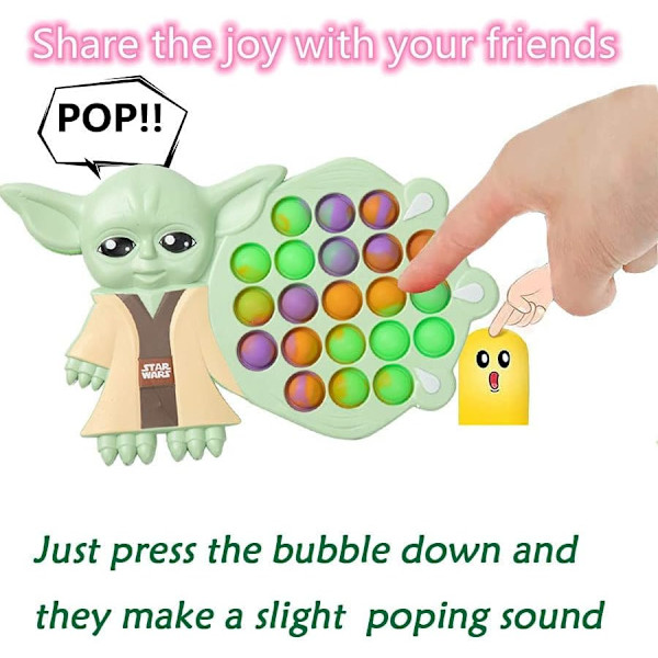 Baby Yoda Fidget Toy - Söt Yoda Fidget Toy Pop Bubble som minskar stress och ångest