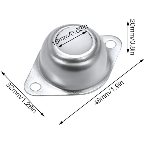 Kullager för möbler, set med 12 kullager, nylon och rostfritt stål
