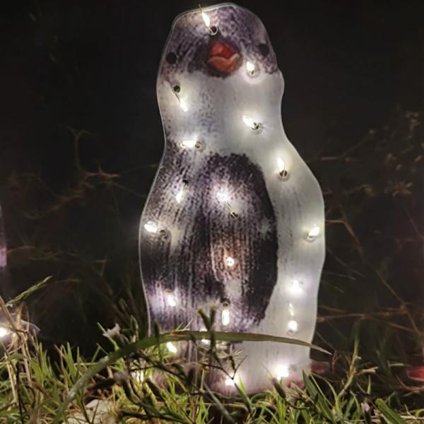 Lysende pingvin, pingvinjulslysdekorasjon, LED-pingvinfigur, hage