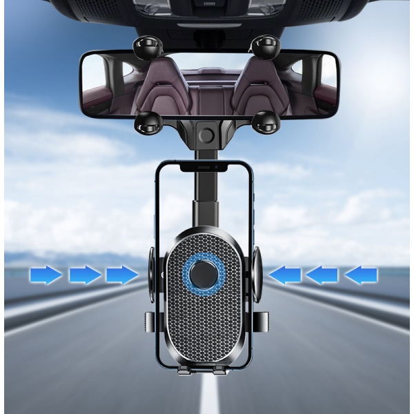 Biltelefon spegelhållare, 360° roterbar, 4,5-7 tum, svart