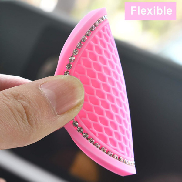 4-pack bilunderlägg, bilmugghållarinsats underlägg, silikonkristallbilunderlägg, glänsande mugghållarunderlägg - halkfria kristallunderlägg, glänsande underlägg för tjejer (rosa)