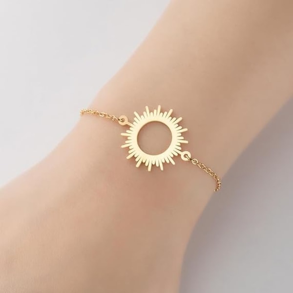 Rustfritt stål solarmbånd smykker Sunshine Circle Chain Armbånd Enkelt