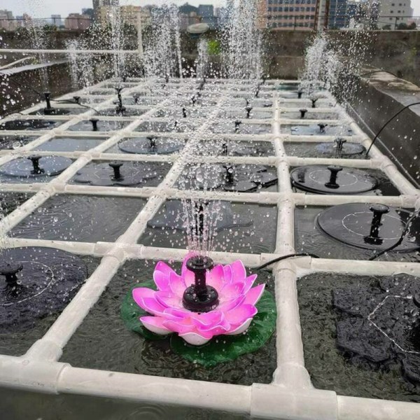 Vannlilje/Lotus mose Blomster dekorativ dam Solar fontene pumpe flytende B