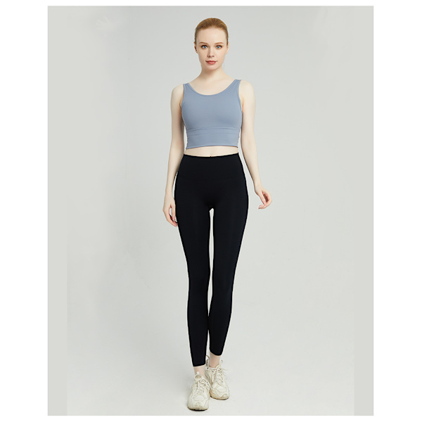 Kvinnors högmidjade yogabyxor 7/8 längd leggings med fickor