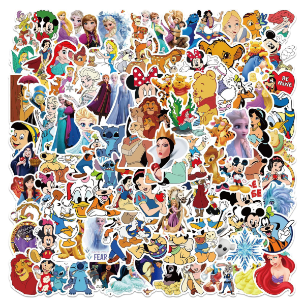 100 stk Kids Disney Stickers Pack Princess Stickers Cute Cartoon C