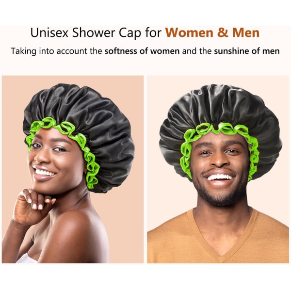 Stor badehætte til kvinder langt hår, sort, genanvendelig vandtæt
