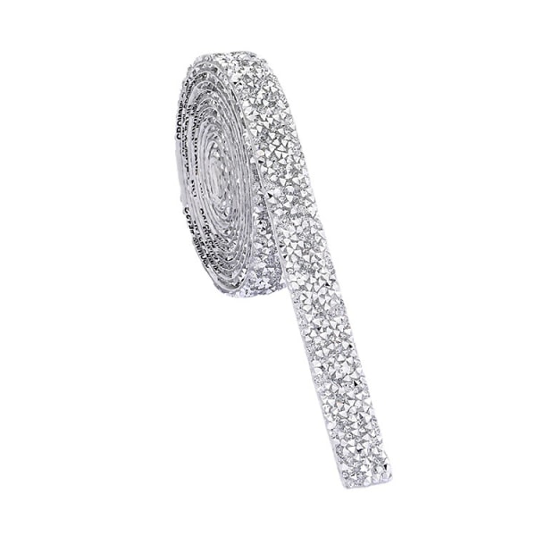 3 metriä hartsitimanttinauhaa itseliimautuva timanttinauha Crystal Roll Glitter Bling DIY-taideaskarteluun (hopea, 0,4 tuumaa)