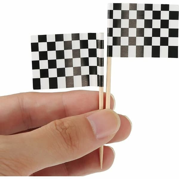 100 st rutiga racingflaggor för tårtdekoration