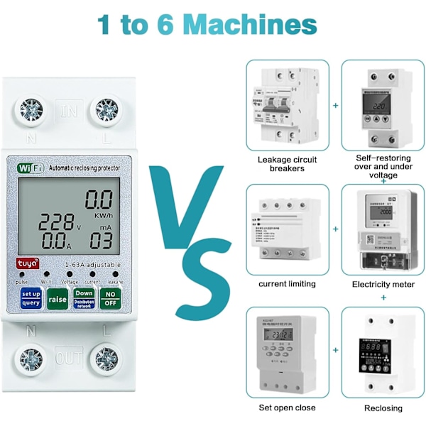 Hjemme Voltmeter Amperemeter, Tuya WiFi Smart Genopkobling Beskytter, Strøm Spænding, Energiovervågning, Relæ, Afbryder, Switch Beskytter, Med Indikator