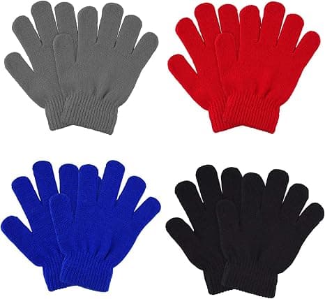 4 par vinterhansker for barn, strikkede hansker for barn, varme, elastiske, strikkede