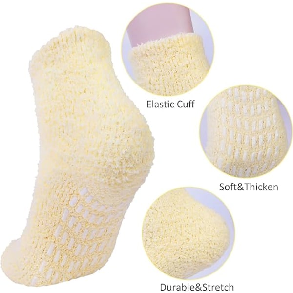 Womens Fuzzy Socks 5 Par, Vinter Varma Mjuka Tofflor Strumpor, Halkskydd Gripstrumpor Mysiga Sov Fluffy Strumpor Gåvor