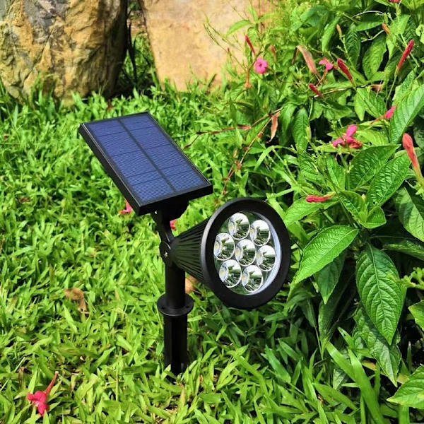 Solcelle Spot Light Udendørs, 7 LED Farveskiftende 2-i-1 Sol Landskab Spotl