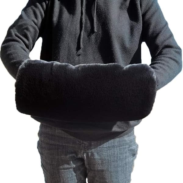 Håndmuffer til kvinder - Kunstig pels håndvarmer 38*18cm sort