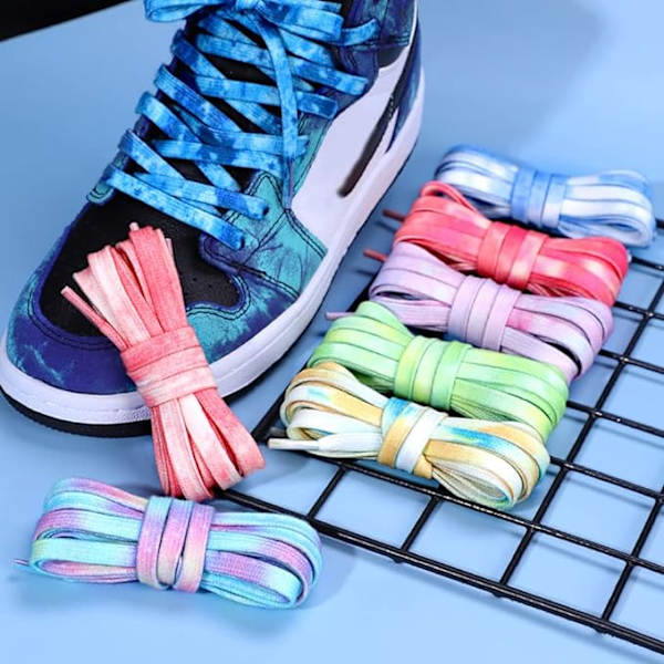 5 par Tie Dye skolisser Farverige skolisser Reb flade skolisser Sneakersko snørebånd til børn voksne flerfarvet regnbue farverige 120cm