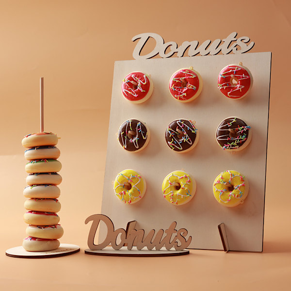 Premium Donut Veggstativ Gjenbrukbar Donut Holder Board Display 9 Donuts 40*30