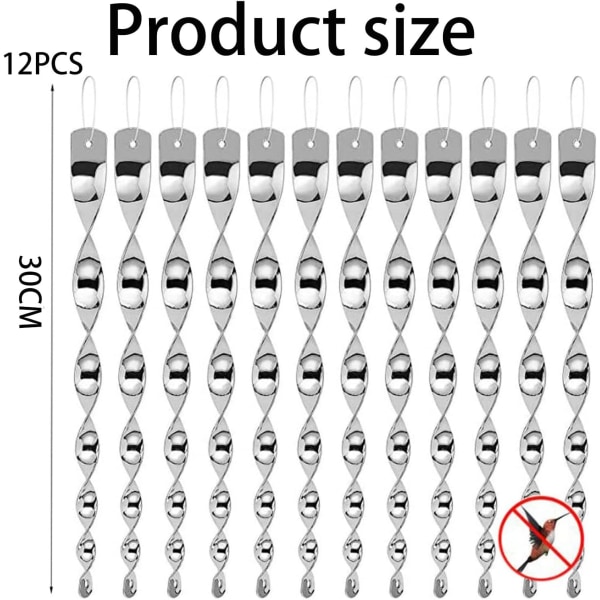 Fågelskrämma, 12 st 30 cm reflekterande avskräckande medel, duvavvisande 360 D