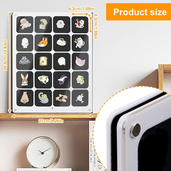 Brosche Display Case, Brosche Pin Display Organizer, Smykke Display Case med Klar Akryl Låg til Pins, Badges, Smykke Opbevaring og Display