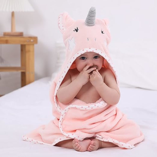 Babyhuva med unik djurdesign Ultra mjuk tjock bomull för nyfödda (enhörning)