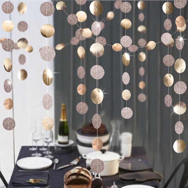 Papirgirlander Glitter Sirkelprikker, Til Bryllup Bursdag Jul