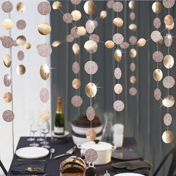 Papirguirlande Glitter Cirkelprikker, Til Bryllup Fødselsdag Jul