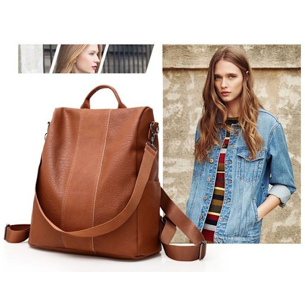 Dam Läder Ryggsäck Axelväska för Kvinnor Crossbody Väska