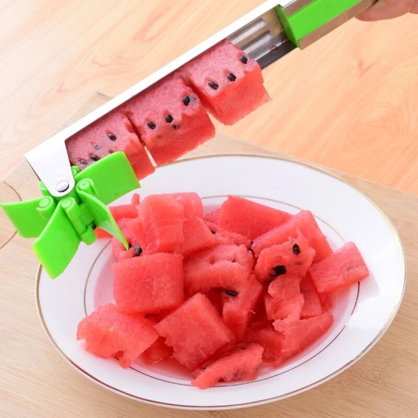 Watermelon Cutter ruostumattomasta teräksestä valmistettu tuulimylly Design Cut Watermelon Kitchen Ga