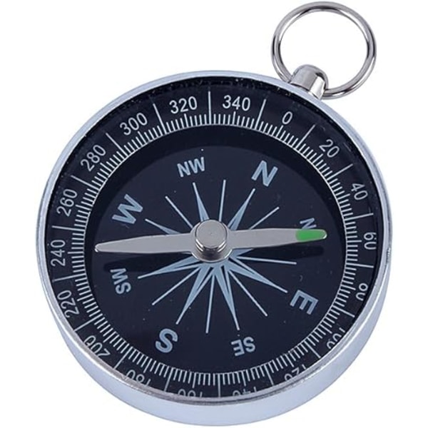 Kompass med vit urtavla, 44 mm bärbar fickkompass i aluminium, hög precision överlevnadskompass för utomhuskameror, sportnavigering (2-pack)