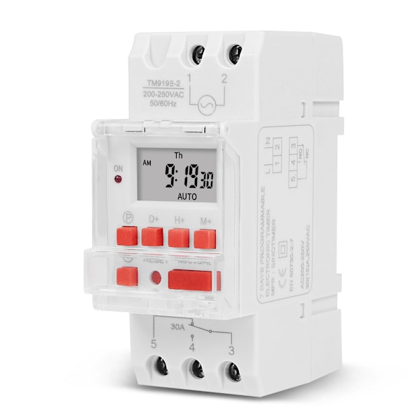 Digitaalinen ajastinkytkin 220V DC 30A LCD-näyttö Viikoittainen elektroninen releaika kytkin Countdown-toiminnolla