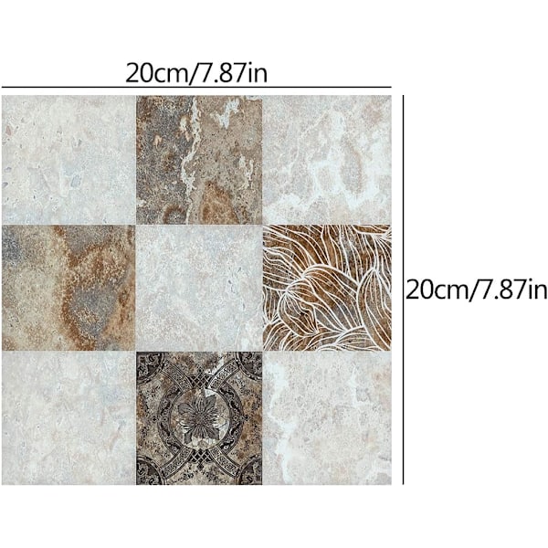 30 stk. Selvklæbende Flisestikker Vandtætte Marmor Flisestikker Vægdækning Dekal til Køkken Badeværelse - 20x20cm (Marmor)
