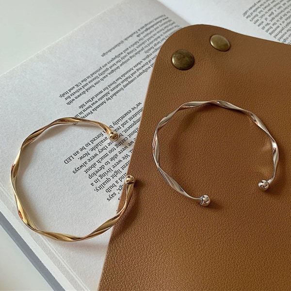 Kreativ enkel kvinde bølget design bangle åbning justerbar metal armbånd