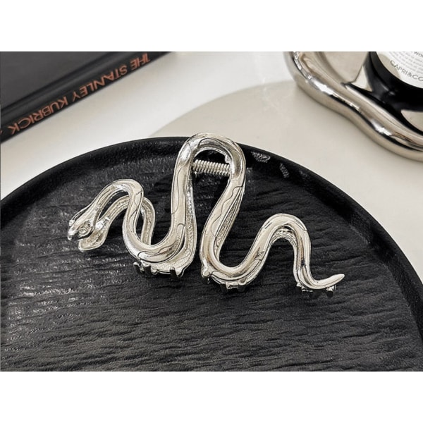 1 stk Snake Hair Claw Clips Metal Sølv hårclip Elegant Snake D