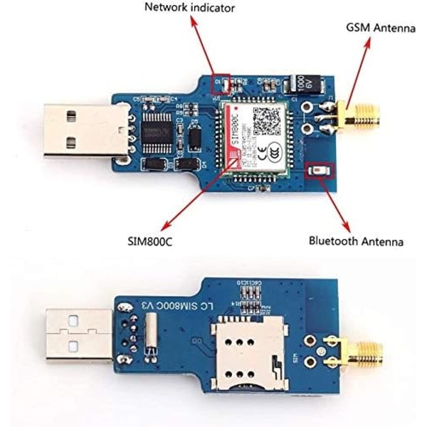 SIM800C Quad Band 850/900/1800/1900MHz USB GSM GPRS trådløs modul T USB C