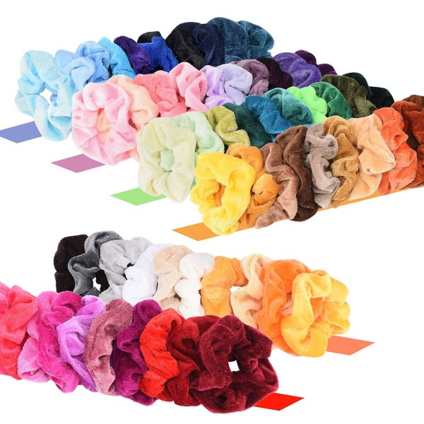 60 st Premium Sammet Hår Scrunchies Hårband För Kvinnor Eller Flickor Hår Tillbehör Med Presentpåse, Perfekt Present Till Högtider