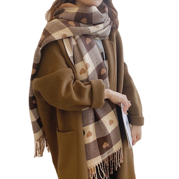 Khaki Varmt Vinter Sjal Langt Kvindesjal,