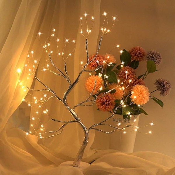 Bonsai-bordlampe, lystre med 108 LED-perler, juledekorasjonsfane
