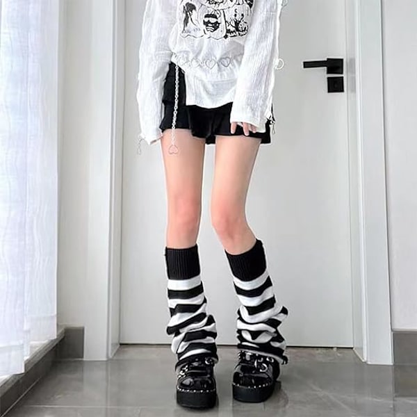 Leg Warmers Sort Hvid Søde Leg Warmers Goth Tilbehør til Kvinder Piger
