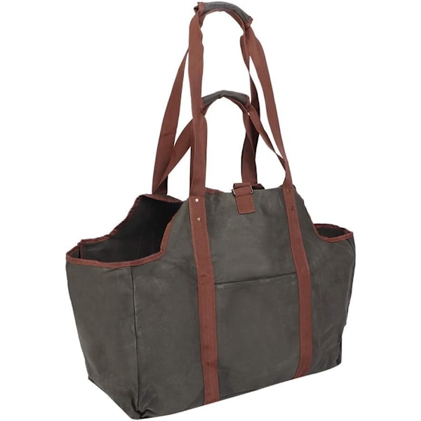 Canvas Vedkorg, Stor Kapacitet Vedhållare, Vattentät och Slitstark, Lätt att Bära, Canvas Tote Bag för Ved