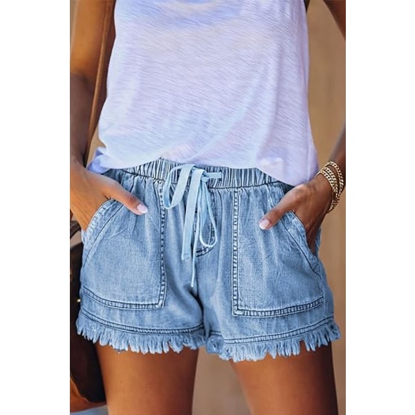 Kvinners lette shorts casual baggy trendy korte bukser elastisk midje Dra