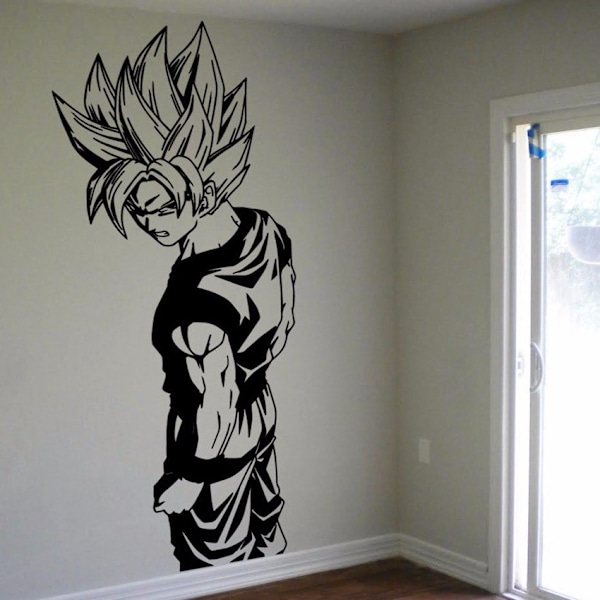 Super Saiyan Goku Väggdekal Vinyl Dekal Anime Väggkonst Barnrum Dekoration
