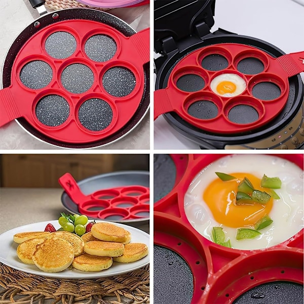 Pankekageform, Runde Silikonpankekageforme Crepeform Bageform Æg Pochering Pankekage Kageform til Muffins Æg Bagværk Hjerte