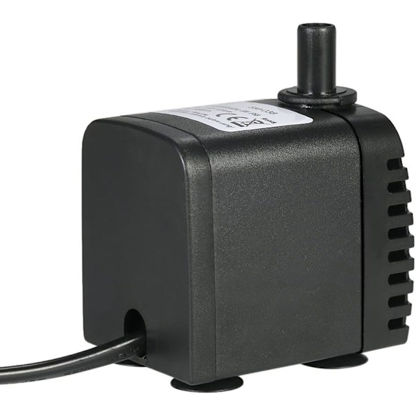 Dränkbar Vattenpump, 600L/H 8W Ultratyst Akvarievattenpump med 4 Sugkoppsfötter kompatibel Fontäner Akvarium Hydroponiska System